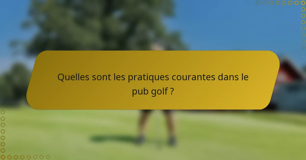 Quelles sont les pratiques courantes dans le pub golf ?
