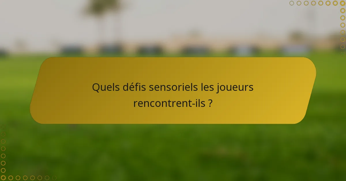 Quels défis sensoriels les joueurs rencontrent-ils ?