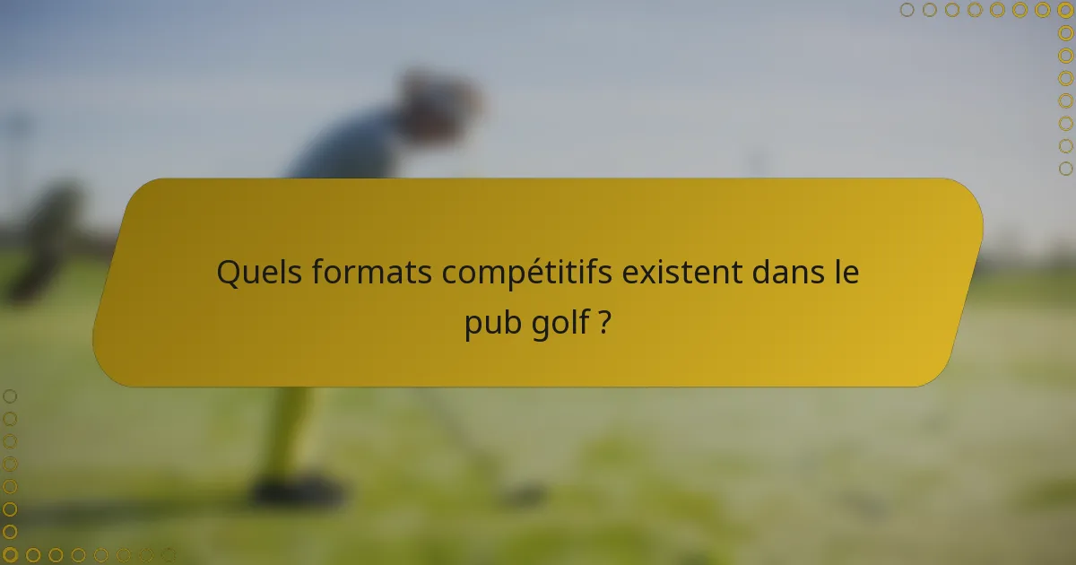 Quels formats compétitifs existent dans le pub golf ?