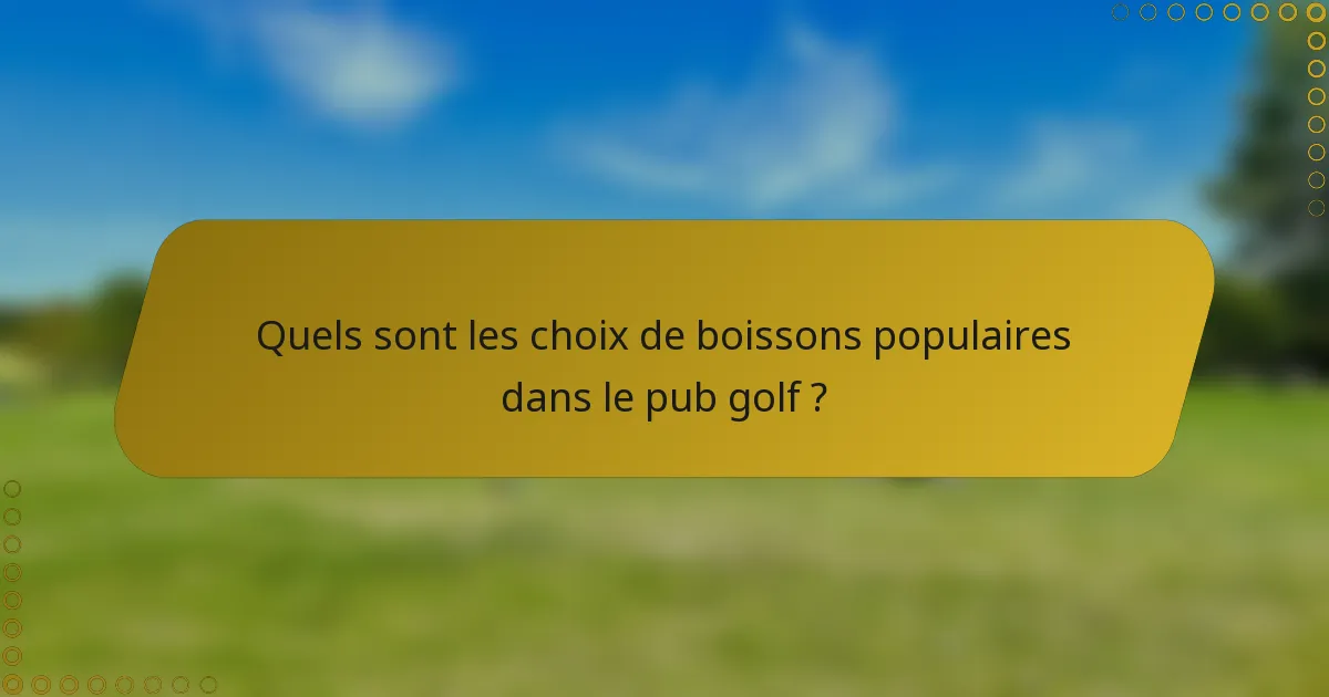 Quels sont les choix de boissons populaires dans le pub golf ?